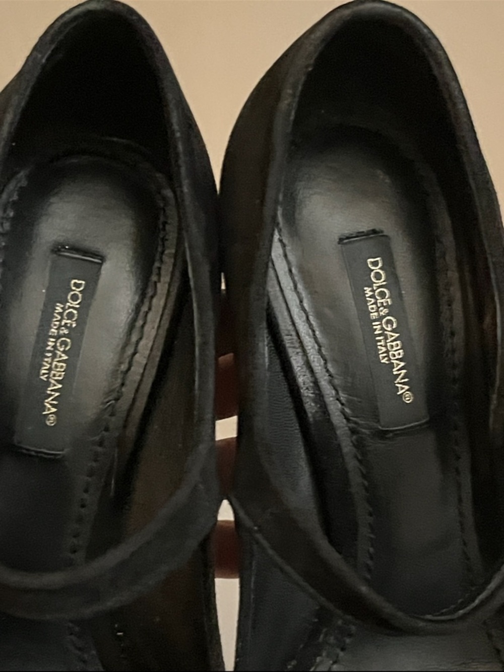 Dolce & Gabbana Black Suede Mary Jane Pumps with Gold Button 5.5 - Picture 9 of 16